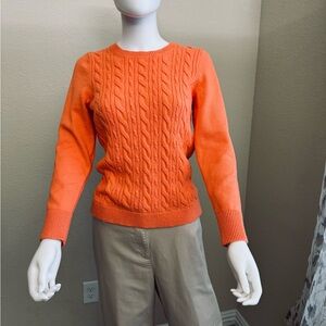 Talbots Vibrant Orange Cable Knit Sweater
